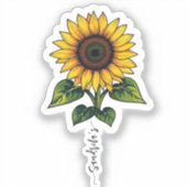 Sunflower leopard Handwritten Name Sticker (Vorderseite)