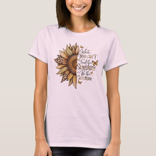Sunflower & Leopard Print Quote – Be the Sunshine T-Shirt (Vorderseite)