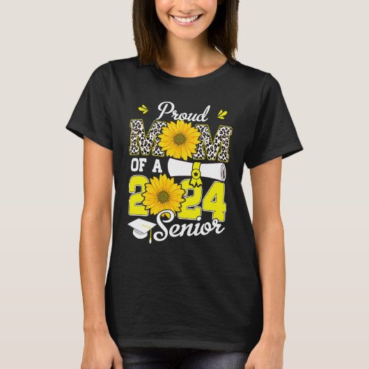 Sunflower Leopard  Proud Mom of a Class of 2024 24 T-Shirt (Vorderseite)