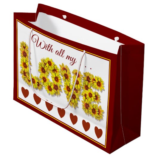 Sunflower Love Gift Bag Große Geschenktüte (Vorderseite Schrägansicht)
