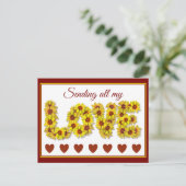 Sunflower Love Postcard Postkarte (Stehend Vorderseite)