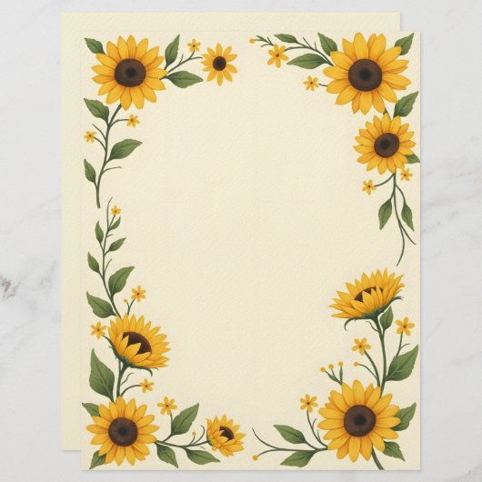 Sunflower Love Stationery Paper Briefbogen (Vorne/Hinten)