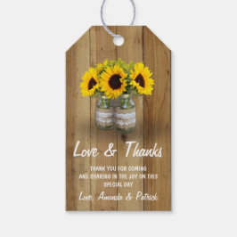 Sunflower Mason Jar Burlap Lace Wedding Vielen Dan Geschenkanhänger
