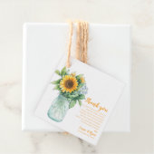 Sunflower Mason Jar Wedding Vielen Dank Geschenkanhänger (Beispiel)