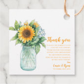Sunflower Mason Jar Wedding Vielen Dank Geschenkanhänger (Rückseite)