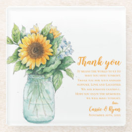 Sunflower Mason Jar Wedding Vielen Dank Glasuntersetzer