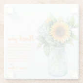 Sunflower Mason Jar Wedding Vielen Dank Glasuntersetzer (Rückseite)