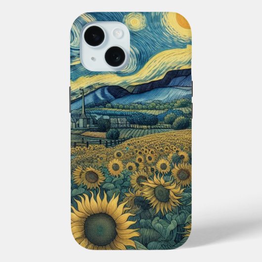 Sunflower Meadow in the Starry Night Case-Mate iPhone Hülle (Rückseite)