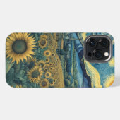 Sunflower Meadow in the Starry Night iPhone Hülle (Rückseite (Horizontal))