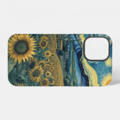 Sunflower Meadow in the Starry Night iPhone Hülle (Rückseite (Horizontal))