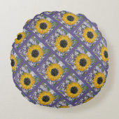 Sunflower Medley Lavendel Pattern Rundes Kissen (Vorderseite)