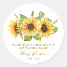 Sunflower Memorial Funeral Seed Packet Runder Aufkleber