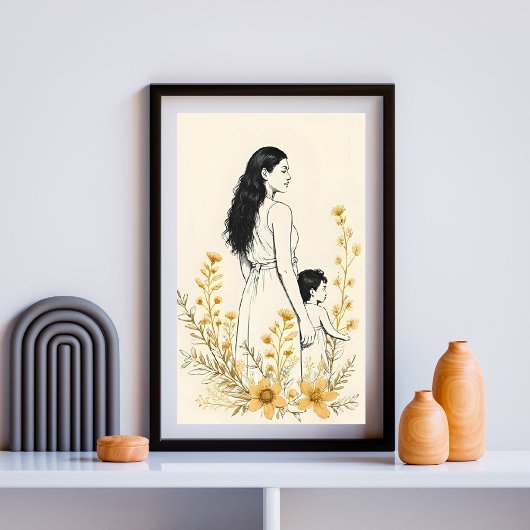 Sunflower Moments – Mother and Child V Poster