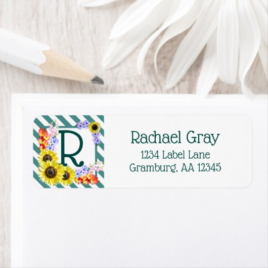 Sunflower Monogram Teal Stripes (Insitu)