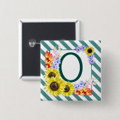 Sunflower Monogram Teal Stripes Button (Vorne & Hinten)