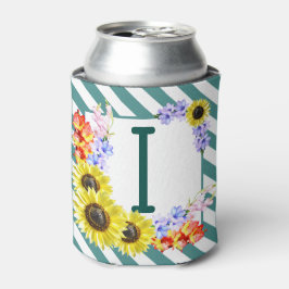 Sunflower Monogram Teal Stripes Dosenkühler