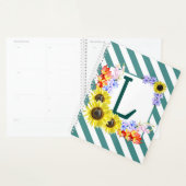 Sunflower Monogram Teal Stripes Planer (Anzeige)