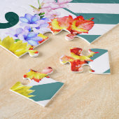 Sunflower Monogram Teal Stripes Puzzle (Seite)