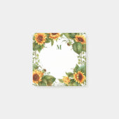 Sunflower Monogram Watercolor Post-it Klebezettel (Vorderseite)