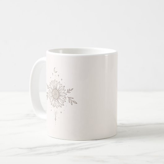 Sunflower Moon Line Art Kaffeetasse (Vorderseite Links)