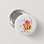 Sunflower Mother’s Day  – Mom & Baby Heart  Button (Vorne & Hinten)