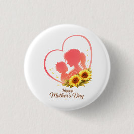 Sunflower Mother’s Day – Mom & Baby Heart Button