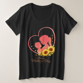 Sunflower Mother’s Day – Mom & Baby Heart Große Größe T-Shirt