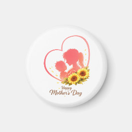 Sunflower Mother’s Day – Mom & Baby Heart Magnet