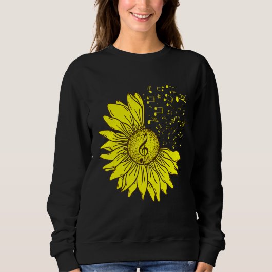 Sunflower Musical Instrument Music Notes Flower Sweatshirt (Vorderseite)