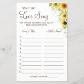 Sunflower Name that love song shower game card Flyer (Vorne)