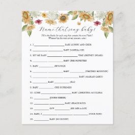Sunflower Name that Song Baby Shower game 