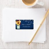 Sunflower Navy Blue Mason Jar Lights Adresse Adressaufkleber (Insitu)