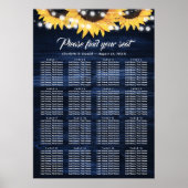 Sunflower Navy Blue Wedding Seating Chart 16 Poster (Vorne)