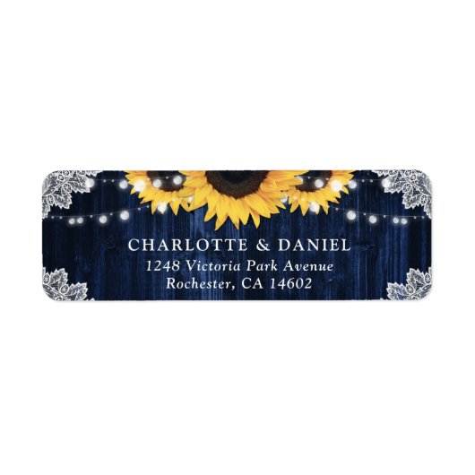 Sunflower Navy Blue Wood Lace Return Address (Vorne)
