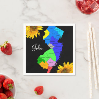 Sunflower New Jersey Map Paper Napkins Serviette