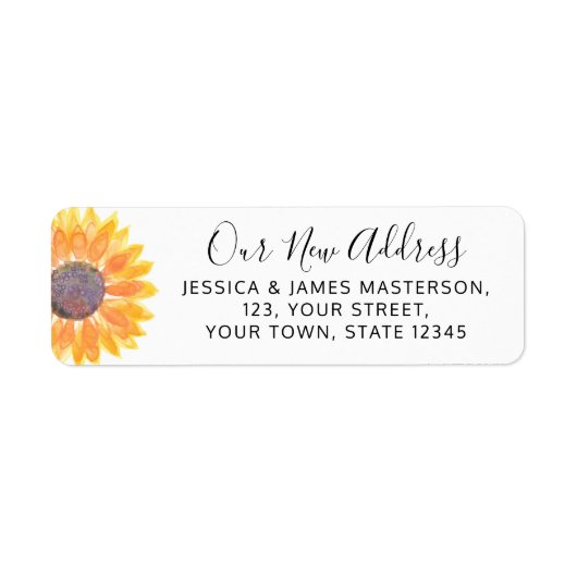 Sunflower New Zuhause Return Address Label (Vorne)