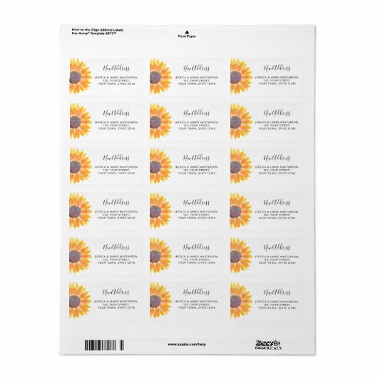 Sunflower New Zuhause Return Address Label Adressaufkleber (Vorne)