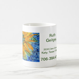 Sunflower on  Burst of  Blue background Label Kaffeetasse