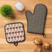  Sunflower Oven Mitt and Pot Holders Ofenhandschuh & Topflappen-Set (Oben Unten)