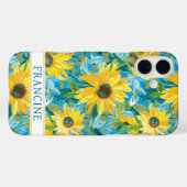 Sunflower Painting Monogrammed Case-Mate iPhone Hülle (Rückseite (Horizontal))