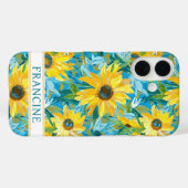 Sunflower Painting Monogrammed Case-Mate iPhone Hülle (Rückseite (Horizontal))