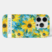 Sunflower Painting Monogrammed Case-Mate iPhone Hülle (Rückseite (Horizontal))
