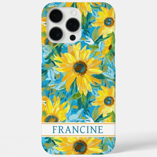 Sunflower Painting Monogrammed Case-Mate iPhone Hülle (Rückseite)