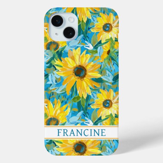 Sunflower Painting Monogrammed Case-Mate iPhone Hülle (Rückseite)
