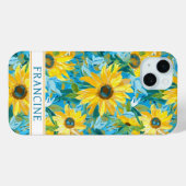 Sunflower Painting Monogrammed Case-Mate iPhone Hülle (Rückseite (Horizontal))