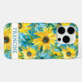 Sunflower Painting Monogrammed Case-Mate iPhone Hülle (Rückseite (Horizontal))