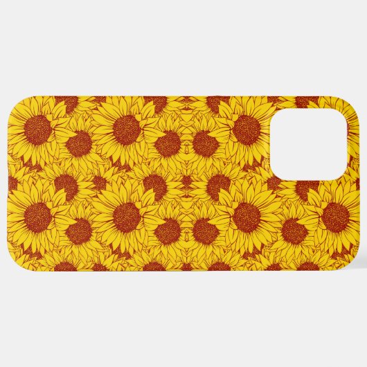 Sunflower Pattern – Bright Yellow Floral Aesthetic iPhone Hülle (Hinten horizontal)