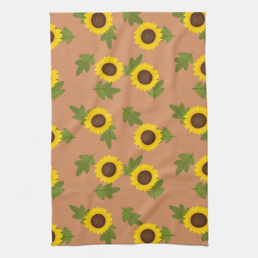 Sunflower Pattern Design – Cute Floral Aesthetic Geschirrtuch (Vertikal)