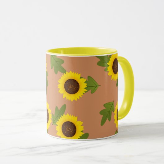 Sunflower Pattern Design – Cute Floral Aesthetic Tasse (VorderseiteRechts)