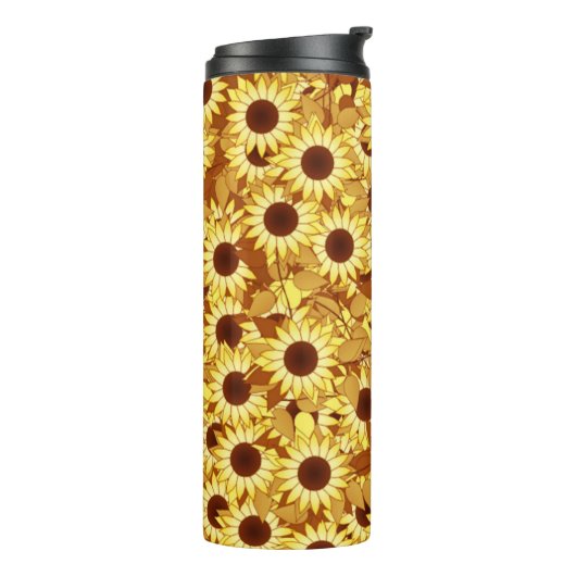 Sunflower Pattern, Gold, Yellow and Brown Thermosbecher (Nach links gedreht)